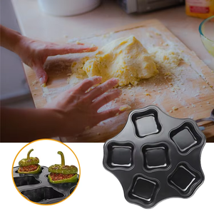 Benutzer definierte Küche Kohlenstoffs tahl Pentagon Gemüse Backwerk zeuge Antihaft Muffin Backformen 6 Tasse Muffin Pfanne Quadrat Cupcake Form - Product Image 5