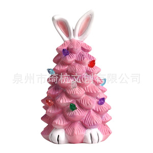 กระต่ายอีสเตอร์เครื่องประดับต้นคริสต์มาสไฟ LED ตกแต่งภายในรูปกระต่ายเรซินสังเคราะห์ของขวัญตกแต่ง - Product Image 4