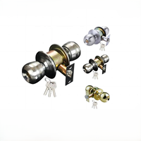 Serrure de chambre intérieure facile à installer poignée en acier inoxydable serrure à bouton sphérique serrure à bouton de porte ronde cylindrique
