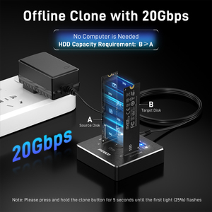 <span class=keywords><strong>Station</strong></span> d'accueil FIDECO double baie <span class=keywords><strong>M2</strong></span> <span class=keywords><strong>NVME</strong></span> SATA Type C 20 Gbps avec fonction de clonage hors ligne PCIE NGFF - Product Image 2
