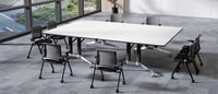 Tables de conférence pliantes de spécialité, ovales, en forme de bateau et rectangulaires, mobiles, modulables, avec roulettes, multifonctionnelles, à double colonne
