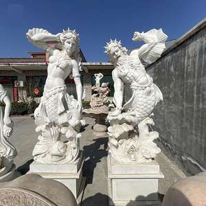 Diseño moderno interior de gran tamaño de la vida piscina mármol piedra estatua Triton y <span class=keywords><strong>Nereida</strong></span> sirenas jardín escultura para la venta - Product Image 2