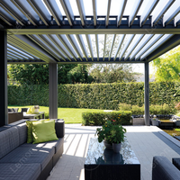 Auvent de luxe pour l'extérieur, auvent de terrasse, auvent imperméable, gazebo électrique, pergola bioclimatique à lames orientables en aluminium