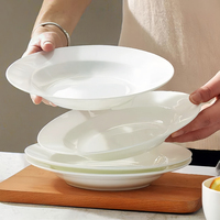 Assiettes à pâtes en porcelaine fine, assiette creuse en céramique pour mariage, assiette à spaghetti blanche de 20 cm