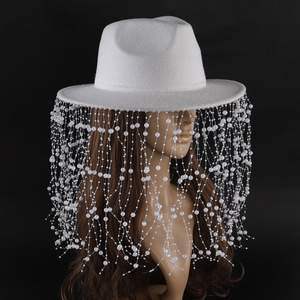 หมวกคาวบอยเจ้าสาวสีขาวประดับมุกตัวอักษรเจ้าสาว M56-58Cm เครื่องประดับศีรษะเจ้าสาวประดับด้วยลูกปัดโพลีเอสเตอร์ - Product Image 2