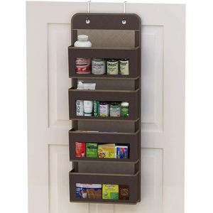 Organizador de Almacenamiento para Colgar en la Puerta con 4 Bolsillos, Tela Marrón, Organizador Colgante para Armario de Productos para Bebés - Product Image 3