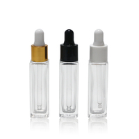 Flacon compte-gouttes en verre carré rectangulaire de 10ml 1/3 oz avec collier noir doré pour emballage d'huile de barbe d'huile de parfum essentiel