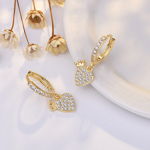 S <b>Silver</b> Needle for <b>Men</b> Korean Fresh Style Drop <b>Earrings</b> with Inlaid Imitation Pearl Heart-shaped Ear Jewelry - Product Image 3