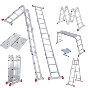 Échelle <span class=keywords><strong>pliante</strong></span> multifonction en aluminium, triangulaire, avec plateforme et étagère de travail - Product Image 6