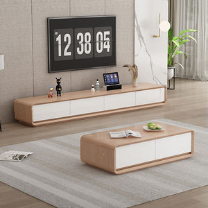 Soporte de TV de Panel de madera de diseño Simple moderno de lujo, mesa de TV minimalista <span class=keywords><strong>para</strong></span> muebles de sala de estar, gabinetes de TV de madera - Product Image 3