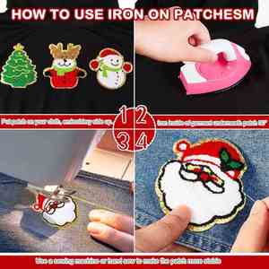 Parches de Chenilla Termoadhesivos Personalizados al por Mayor con Diseños de Galleta de Jengibre, Grinch, Papá Noel y Árbol de Navidad - Product Image 5