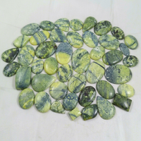 Lot en gros de cabochons en pierre précieuse serpentine naturelle, tailles variées, pour la fabrication de bijoux (pendentifs, bagues, colliers) en laiton argenté