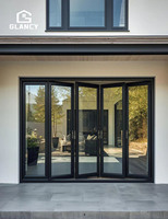 Porte pliante en aluminium certifiée CE, résistante au vent et à l'eau, double vitrage, pour villa, jardin, extérieur, porte accordéon