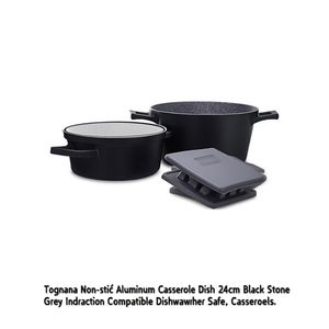 Casseruola Alluminio antiaderente (24cm) AMBIZIOSA Nero e Grigio pietra WL7915CGRTG - Product Image 2