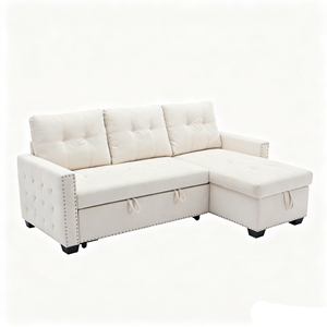 Multi Purpose Modern L-Shaped Convertible <b>Sofa</b> Bed For Comfortable 4 Seater Seating And Relaxation - Product Image 1