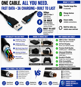 Cable USB 3.0 Micro-B Industrial LUNG KAY, 5Gbps, Sincronización Rápida de Datos, Carga de 3A, Cable Blindado para Cámara de Visión Artificial, Disco Duro - Product Image 3