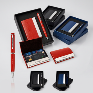 Ensemble cadeau d'affaires personnalisé 2 en 1, stylo en métal et porte-cartes, blocage RFID, étui pour cartes de visite, cadeaux d'entreprise - Product Image 1