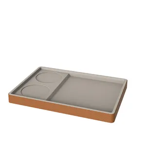 2024 new product luxury leather customized rectangle hotel bathroom amenities tray