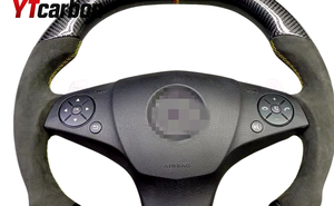 YTcarbon pour SL <span class=keywords><strong>SLK</strong></span> SLR GLK R230 <span class=keywords><strong>R171</strong></span> R199 X204 AMG accessoires intérieurs de voiture Style de course véritable <span class=keywords><strong>volant</strong></span> en Fiber de carbone - Product Image 4