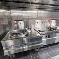 Cuisinière professionnelle commerciale haute puissance en acier inoxydable à double brûleur gaz pour wok, facile à nettoyer, silencieuse