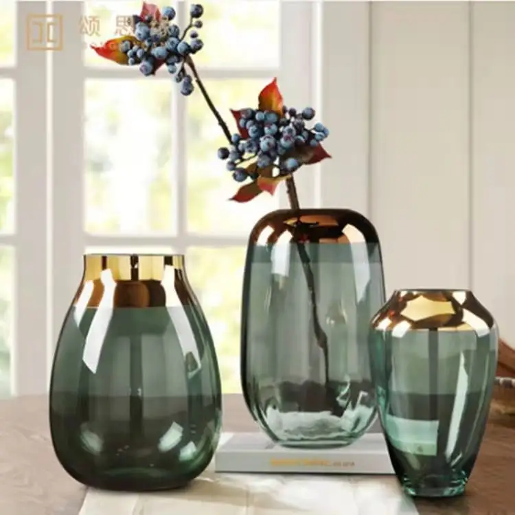 Luxury European Style Modern Electroplating Colorful Home Decor Glass Vase