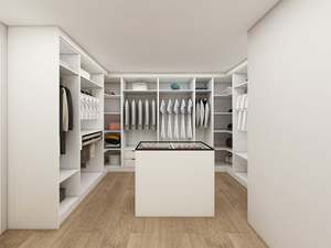 Armario Vestidor Personalizable con Isla Central, Amplio Espacio de Almacenamiento, Muebles de Dormitorio Ligeros y Portátiles, Puerta de Vidrio y Madera Melamina - Product Image 5