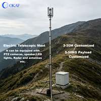 OKAF OK-DD03SJ Mât télescopique électrique 5M/8M/12M 19m/s IP66 en alliage d'aluminium avec contrôle RS485, tour d'antenne portable pour caméra