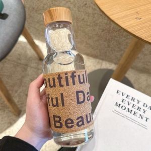 Ins Celebrity Haute Apparence Tasse Café Jus Résistant À La Chaleur Femmes D'été Portable Bouteille D'eau avec Couvercle En Bambou - Product Image 2