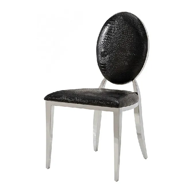 Современный Свадебный стул для стойки, серебристый стул из нержавеющей стали с круглой спинкой, стул для банкета, свадьбы