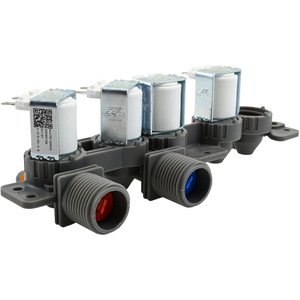 Válvula solenoide de entrada AjU DC12V para piezas de lavadora, control de agua de 4 vías con filtro rojo y azul - Product Image 2