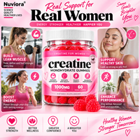 Créatine en vrac directement de l'usine pour femmes, gommes de 1000 mg, 60 unités, favorise la masse musculaire maigre et la santé de la peau* Framboise Végétalien GMP HALAL