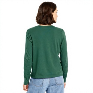 Camiseta de Manga Larga para Mujer, Cuello Redondo Clásico, Estilo Casual, Cómoda, Básica, Marca Privada, Venta al Por Mayor de Fábrica - Product Image 4