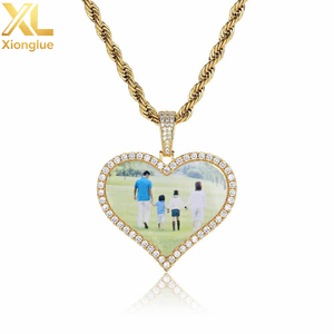 New <b>Large</b> love <b>Photo</b> <b>Frame</b> Pendant Fashion Brand Personalized Customized <b>Photo</b> Necklace Pendant for Men and Women - Product Image 1