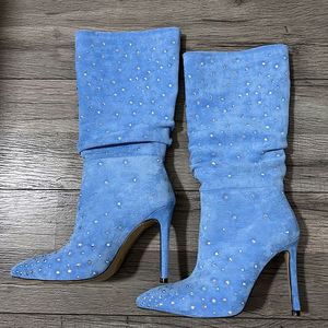 รองเท้าบูทส้นสูงแบบสวมสำหรับผู้หญิงปี 2025 สวมใส่สบาย ปลายแหลม แฟชั่นทันสมัย หนังแท้ - Product Image 3