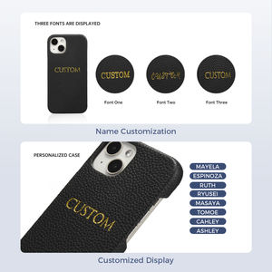 Étui de téléphone en cuir véritable avec lettres personnalisées pour Iphone 15 <span class=keywords><strong>pro</strong></span> 15 <span class=keywords><strong>pro</strong></span> max étui de téléphone portable personnalisé nouvel arrivage - Product Image 4