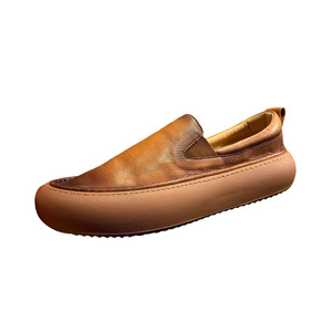 Mocasines de Cuero Genuino para Hombre, Zapatos Casuales con Suela Gruesa, Cómodos, Color Marrón y Negro, Tacón Medio de 3-5 cm, Color Sólido - Product Image 5