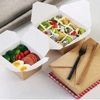 Boîte à emporter en papier kraft sur mesure, boîte d'emballage alimentaire jetable de qualité alimentaire pour les aliments frits, les salades