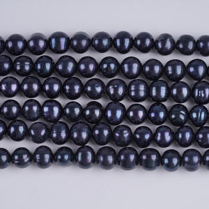 Vente en gros de perles d'eau douce naturelles noires de 9 à 10 mm, perles semi-finies pour collier, pour la fabrication de bijoux faits main - Product Image 1