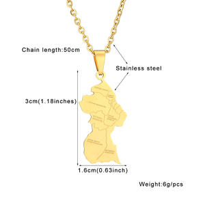 Collier en acier inoxydable plaqué or 18 carats avec drapeau de la République de <span class=keywords><strong>Guyane</strong></span> pour hommes, vente en gros de bijoux - Product Image 2