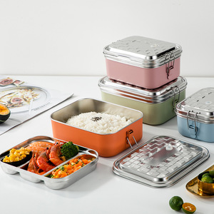 Fiambrera térmica de acero inoxidable 304 de alta calidad para niños, caja Bento, contenedor de comida, plato de 3 compartimentos para fiambrera - Product Image 2