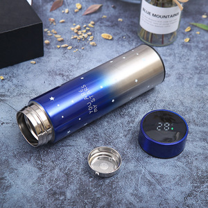 Stainless Steel Thermos Cup 304 Gradient Starry Sky Design With Temperature Display Office Water Bottle Unisex - Product Image 2