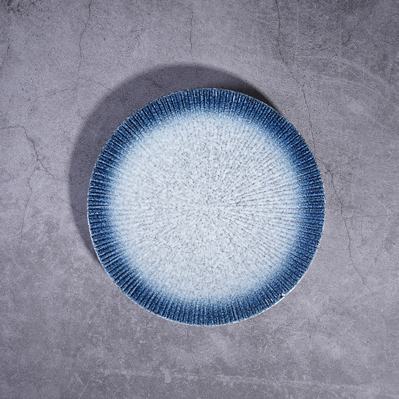 Plato llano a rayas-azul zafiro