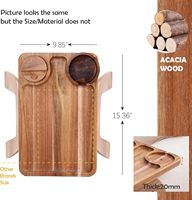 Plateau porte-gobelets pour canapé, 3 en 1, grand plateau en bois d'acacia à clipser sur le bras du canapé avec rotation à 360° ° Support de téléphone rotatif sur accoudoir