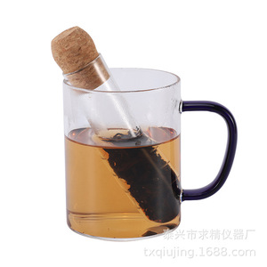Seeking Excellence - Colador de Té de Vidrio Transparente 55221 con Tapón de Corcho para Preparar Té e Infusiones - Product Image 1