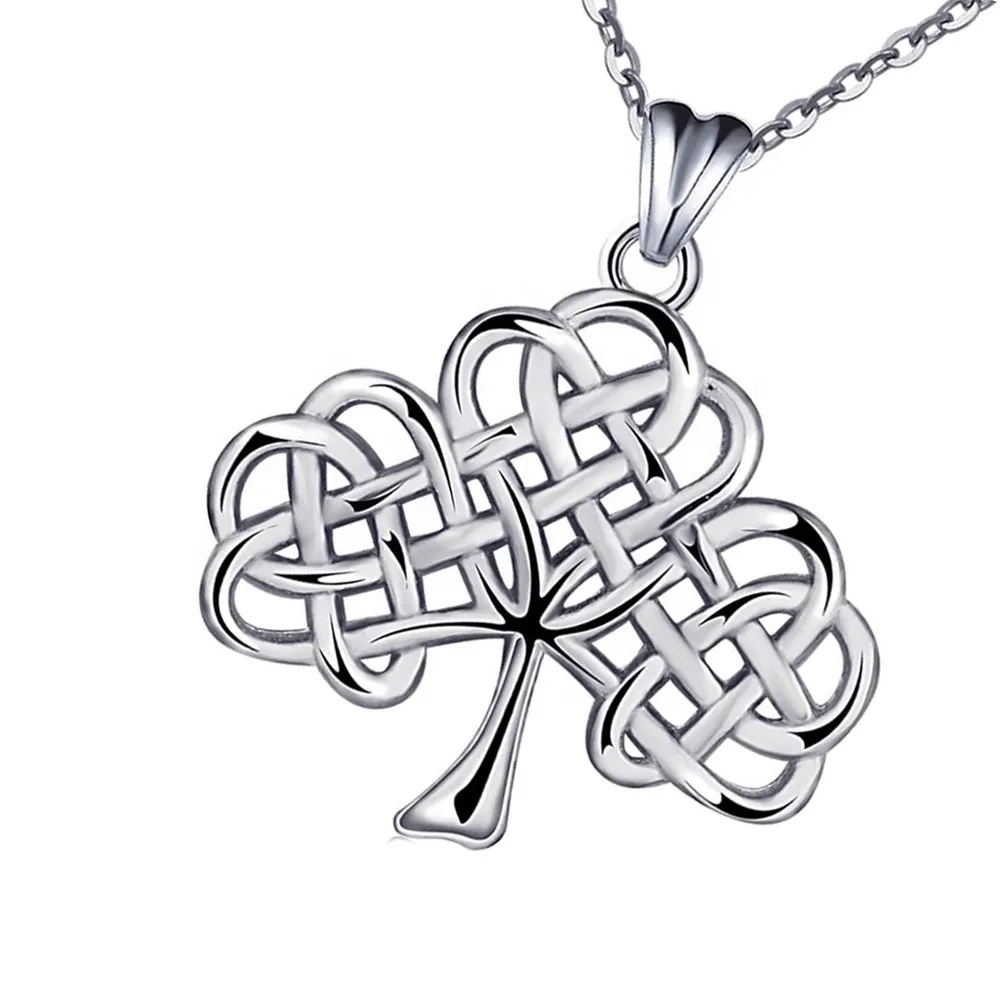 Celtic Knot Love Heart Pendant Necklace Wholesale S925 Sterling Silver 2022 Fashion Necklaces Women's Zircon Micro Insert 1 PCS