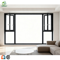 Fenêtres à battants en aluminium à rupture de pont thermique, double vitrage, modernes, verticales, personnalisées, pour maison, Topbright