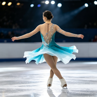 Robe de patinage artistique dégradé turquoise avec strass, manches longues en maille, costume de performance pour enfants et adultes, tenue de compétition