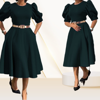 Robe plissée en forme de A estivale et charmante, robe de bureau pour femmes, robes décontractées pour femmes africaines