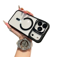 Étui de téléphone PC avec support magnétique pour objectif pour iPhone 18 17 16 15 14 13 12 Pro Max Plus avec film protecteur d'objectif transparent anti-chute gaufré