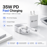 Adaptateur mural double port Type-C haute vitesse 35W PD à charge rapide, résistant à la chaleur, de haute qualité, pour une utilisation mondiale